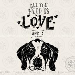 Puppy Dog Art Print, Hand Lettered, All You Need Is Love - Digital Download - thumbnail 3