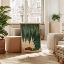 Sleeping Fox Under Wisteria Poster, Japanese Nature Wall Art - thumbnail 4