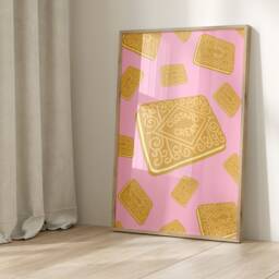 Custard Cream Biscuit Wall Art Print, Kitchen Poster, Cute Food For Kitchen, Dining Room, Retro Print 2226 - thumbnail 2