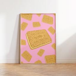 Custard Cream Biscuit Wall Art Print, Kitchen Poster, Cute Food For Kitchen, Dining Room, Retro Print 2226 - thumbnail 3