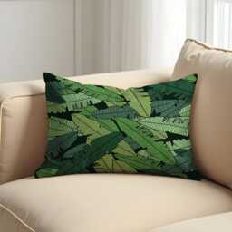 Tropical Banana Leaf Cushion Cover, Bold Green Jungle Botanical Pillow Boho & Monstera Decor, Modern Forest Decoration - thumbnail 3
