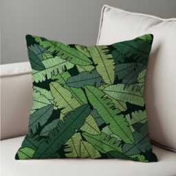 Tropical Banana Leaf Cushion Cover, Bold Green Jungle Botanical Pillow Boho & Monstera Decor, Modern Forest Decoration - thumbnail 1