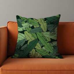 Tropical Banana Leaf Cushion Cover, Bold Green Jungle Botanical Pillow Boho & Monstera Decor, Modern Forest Decoration - thumbnail 2