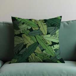Tropical Banana Leaf Cushion Cover, Bold Green Jungle Botanical Pillow Boho & Monstera Decor, Modern Forest Decoration - thumbnail 4