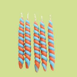 Orange & Blue Twisted Candle Set - x5