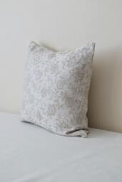 White Linen Pillow Cover Shabby Chic Case Sofa Pillow Throw Damask Toss Flowers Decorative Case Natural Cushion Cover - thumbnail 1