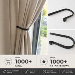 Matte Black Iron Curtain Tie Backs - Cottage, Rustic, Farmhouse Minimalist, Drapery Holdbacks, Tiebacks, Pullbacks, 170mm - Set Of 2 - thumbnail 2