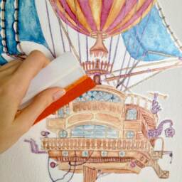Wall Decals Hot Air Balloon, Blue-Brown, Home D??cor, Tile Decals, Furniture Balloon - thumbnail 2
