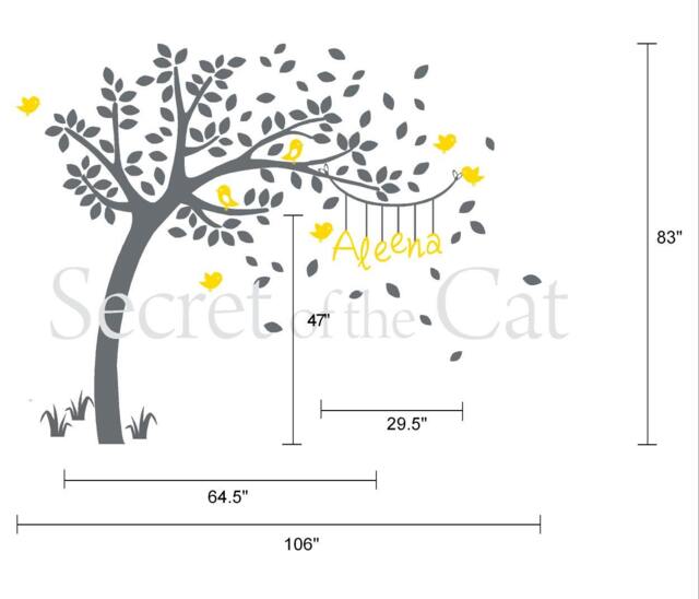 Personalized White Tree Nursery Wall Decal - Birds & Name Vinyl Decor - image 1