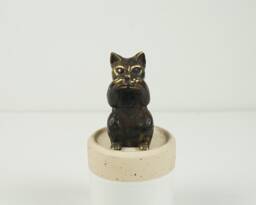 Cat Statue, 3 Inch Animal Bronze Sculpture, Miniature, Lover, Brassart, Unique, Tabletop Decor, Interior Decor