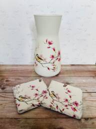 Personalised Vintage Bird Vase & Bird Coaster Set Flower Gifts - thumbnail 1