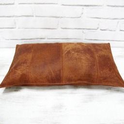 Brown Faux Leather Fabric Lumbar Pillow Cover With Decorative Stitches/Modern Scandinavian Homes-1Pcs - thumbnail 2