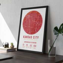 Kansas City Chiefs Arrowhead Stadium Map Print Unique Framed Gift - For Him Dad Brother Granddad Uncle American Football Poster Decor - thumbnail 3