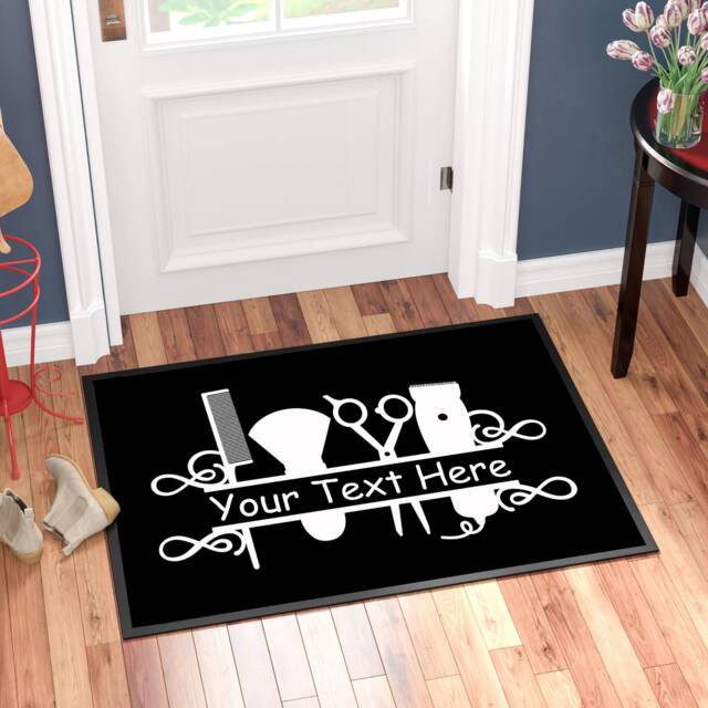 Personalised Custom Printed Hairdressing/Barber Shop Name Logo Doormat, Ideal Gift For Him/Her, Barbers, Salon, Business Door Mat - image 1