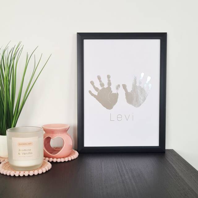 Foil Handprint Art Personalized Baby Footprint Gift - image 1