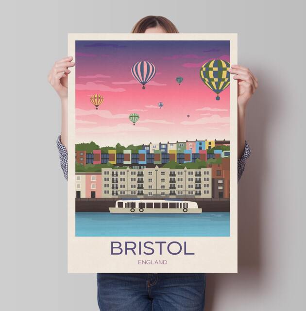 Bristol Balloon Fiesta Poster, Festival , Hotwells, Vintage Retro Travel Poster, Hot Air Print - image 1