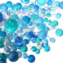 Cobalt Blue Hanging Chandeliers. Light Fixture With Bubbles For Dining Room - thumbnail 3