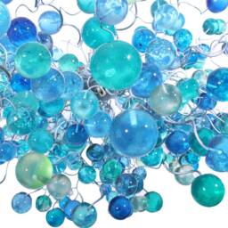 Cobalt Blue Hanging Chandeliers. Light Fixture With Bubbles For Dining Room - thumbnail 4