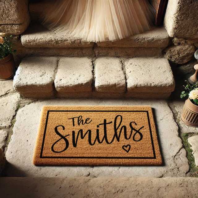 Engagement Gifts For Couple - Personalized Last Name Door Mat Custom Doormat Wedding Gift Valentines Day Galentines - image 1