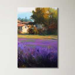 Horse in Lavender Field 3 Panel Split Canvas Wall Art Animal Landscape French Countryside Farmhouse Oil Painting Framed Home Decor - thumbnail 4