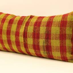 Handmade Lumbar Kilim Pillow 12x24Inch - 30x60 cm Oriental Boho Turkish Small Oblong Kilim Cushion Covertribal Pillow 4Oaf-4 - thumbnail 3