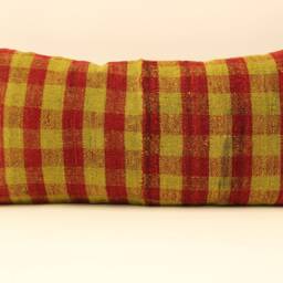 Handmade Lumbar Kilim Pillow 12x24Inch - 30x60 cm Oriental Boho Turkish Small Oblong Kilim Cushion Covertribal Pillow 4Oaf-4 - thumbnail 2