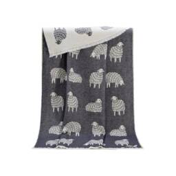 Soft Black Sheep Pure Cotton Throw - Reversible/ Double Sided Blanket Woven Bedspread Or Pattern Sofa Housewarming Present - thumbnail 2
