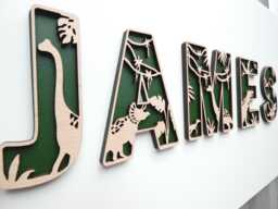 Dinosaur Themed Wooden Letters - Dino Theme Name Decoration Personalised Sign Children's Bedroom Playroom Wall Art - thumbnail 1