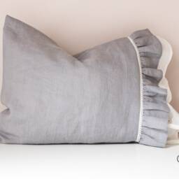 Linen Pillowcase Ruffle Edge, Shabby Chic Stonewashed Bedding - thumbnail 2