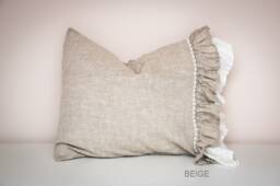 Linen Pillowcase Ruffle Edge, Shabby Chic Stonewashed Bedding