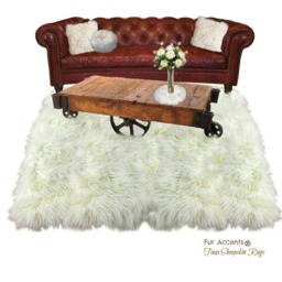 Large White Faux Icelandic Sheepskin Rug - Shag Fur Area - thumbnail 1