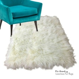Large White Faux Icelandic Sheepskin Rug - Shag Fur Area - thumbnail 3