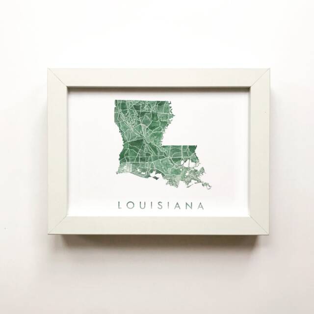 Louisiana Watercolor State Map - Art Print Custom Your Town City Home Family Wedding Gift Anniversary Moving Realtor - image 1