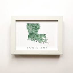 Louisiana Watercolor State Map - Art Print Custom Your Town City Home Family Wedding Gift Anniversary Moving Realtor - thumbnail 1