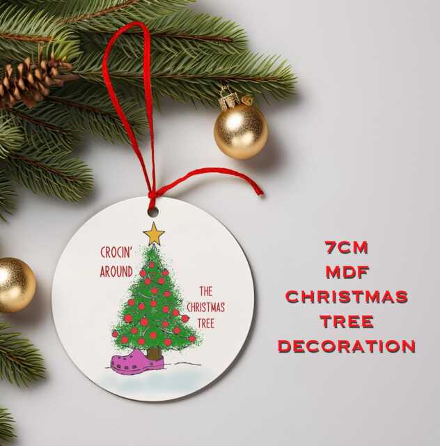 Funny Christmas Tree Decoration 'crocin Around The Tree', Novelty Secret Santa Gift, Crocs Wooden Mdf, Friend Gift