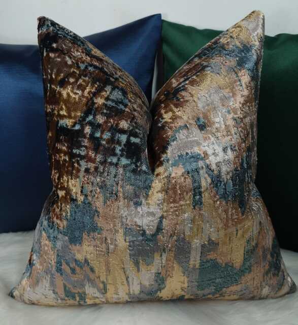 Abstract Textured Velvet Cut Cushion Cover/ Throw Cover Designer Art Of The Loom Fabric - image 1
