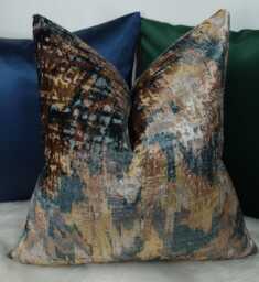 Abstract Textured Velvet Cut Cushion Cover/ Throw Cover Designer Art Of The Loom Fabric - thumbnail 1