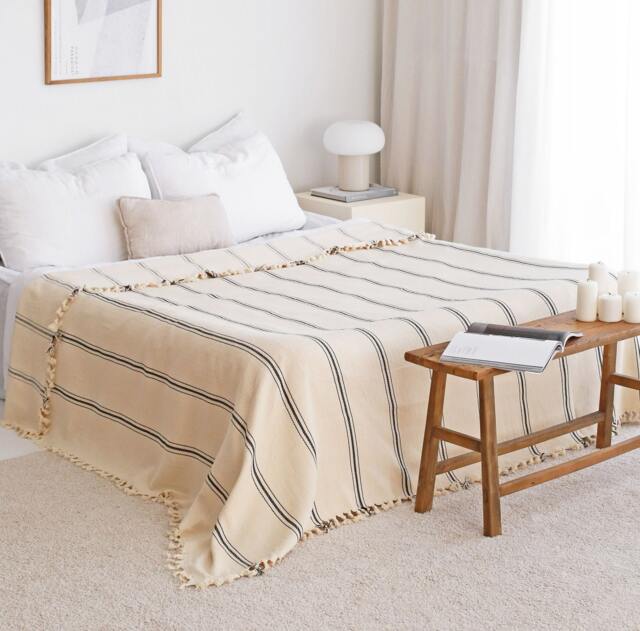Soft Cotton Throw Blanket, Organic Bedspread, Large Bed Throws - image 1