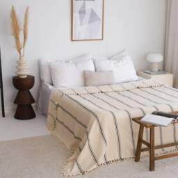 Soft Cotton Throw Blanket, Organic Bedspread, Large Bed Throws - thumbnail 2