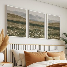Mountain Meadow Trio, Green Landscape Wall Art Set - thumbnail 3