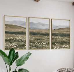 Mountain Meadow Trio, Green Landscape Wall Art Set - thumbnail 1