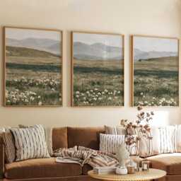 Mountain Meadow Trio, Green Landscape Wall Art Set - thumbnail 4