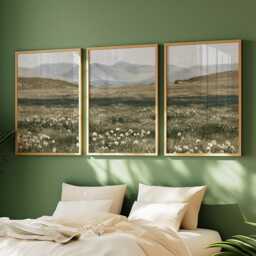 Mountain Meadow Trio, Green Landscape Wall Art Set - thumbnail 2