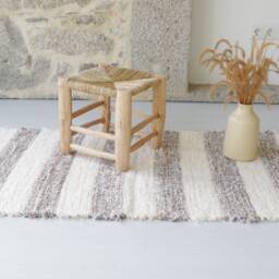 Medium Cream & Brown Rug, Bathroom Bedroom Striped Kitchen Bohemian Neutral Color Bedside Teppich - thumbnail 4