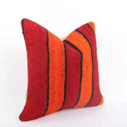 Vintage Turkish Kilim Pillow Cover Handwoven Wool Cushion - 16x16 - thumbnail 3