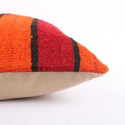 Vintage Turkish Kilim Pillow Cover Handwoven Wool Cushion - 16x16 - thumbnail 4