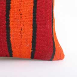Vintage Turkish Kilim Pillow Cover Handwoven Wool Cushion - 16x16 - thumbnail 2