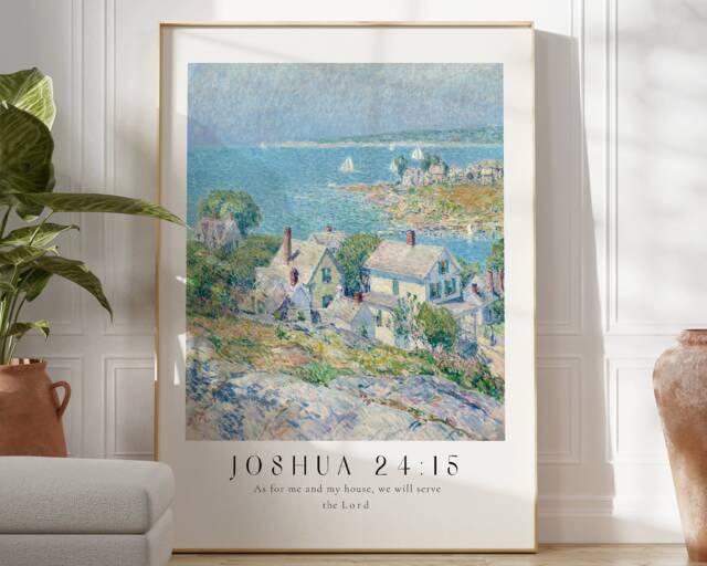 As For Me & My House We Will Serve The Lord Poster, Childe Hassam, Bible Verse Prints, Modern Christian Home Decor, Faith Poster - image 1
