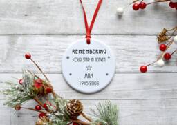Personalised Remembering Our Star in Heaven Christmas Ceramic/Porcelain Hanging Decoration Keepsake - in Loving Memory Art Deco