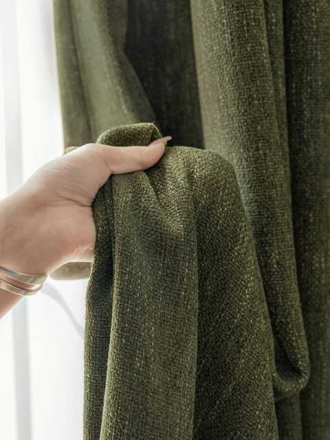 9 Colours, A Pair Of Olive Chenille Curtains , Heavy Weight Thermal Curtains, Living Room Bedroom Custom Made - image 1